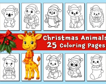 25 Christmas Animals Coloring Pages for Kids | Printable PDF | Fun Holiday Xmas Activity Sheets
