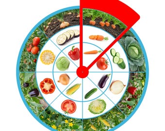 Vegetable Spinning Wheel Game, Montessori Learning (PDF Pattern A4/US Letter)