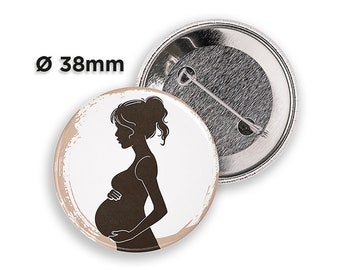 I'M PREGNANT pin | Silhouette of pregnant woman | Button Pin Badge | Pregnancy Announcement | Baby Shower Gift | Pins 38mm | Pinback buttons