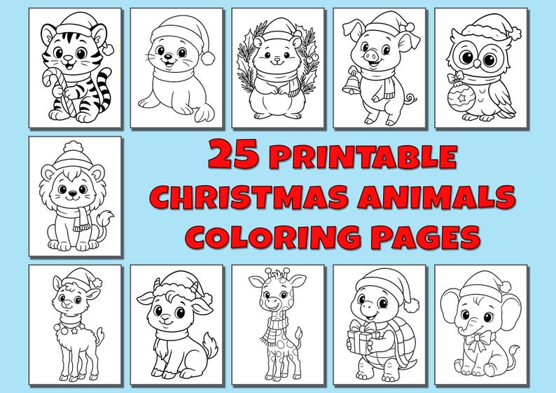 25 Christmas Animals Coloring Pages for Kids | Printable PDF | Fun ...