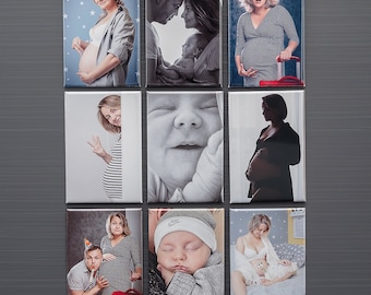 Conjunto de 9 imanes, imanes de nevera con fotos personalizados - regalo para mujeres - regalo del Día de las Madres - regalos personalizados - imprimir foto magnética