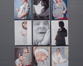 Lot de 9 magnets, photo magnets pour réfrigérateur personnalisés - cadeau pour femme - cadeau fête des mères - cadeaux personnalisés - impression photo magnétique