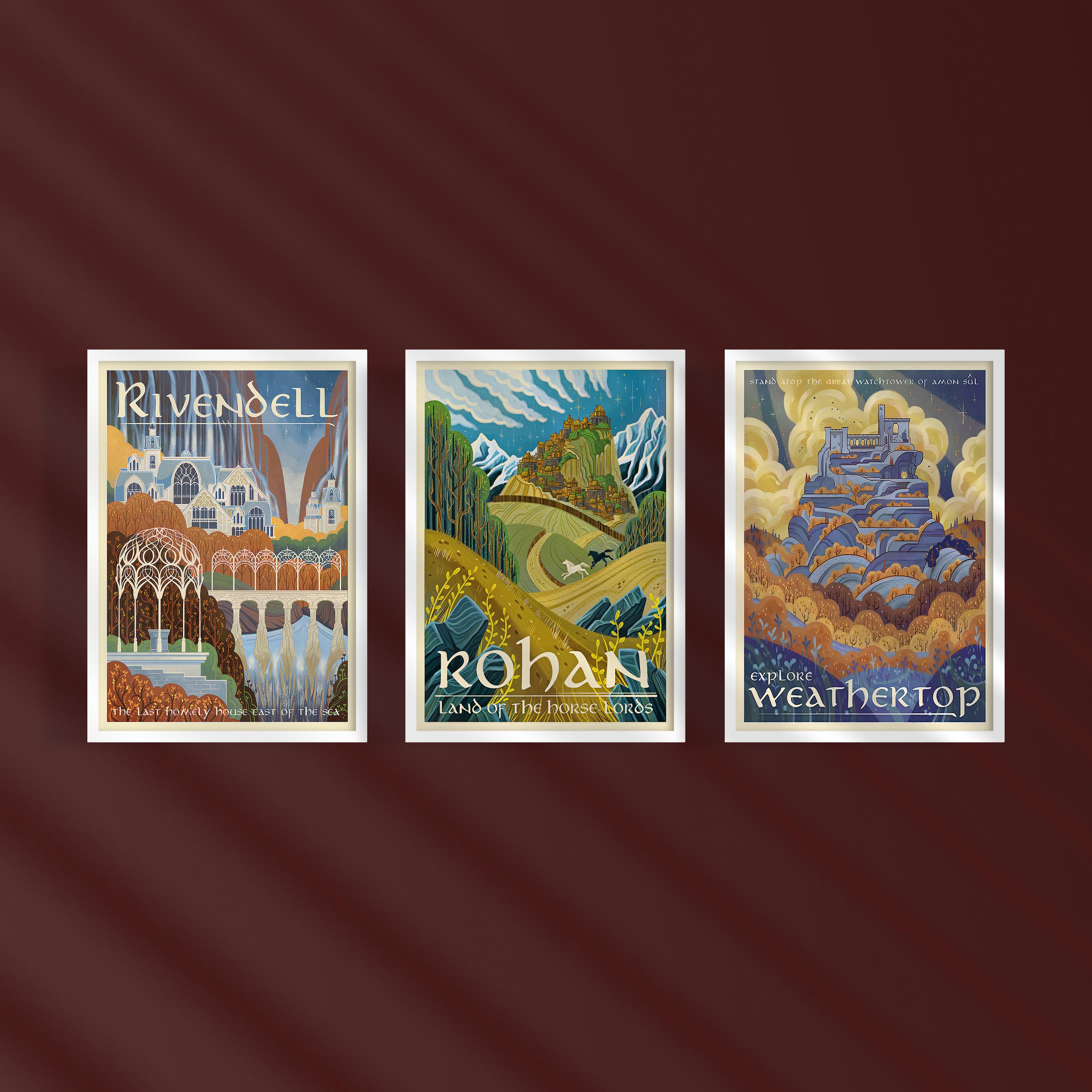 Lord of the Rings Travel Poster Set: Middle Earth Art Prints - Etsy