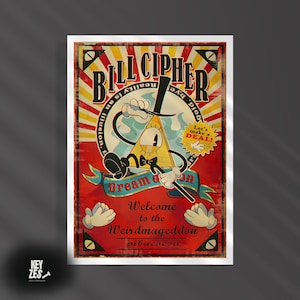 Gravity Falls-poster, Bill Cipher Weirdmageddon-poster, vintage poster, poster afdrukken, retroposters, kunst aan de muur, cadeaus voor vrouwen/mannen