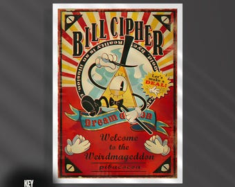 Bill Cipher Gravity Falls Poster: Weirdmageddon Vintage Wall Art