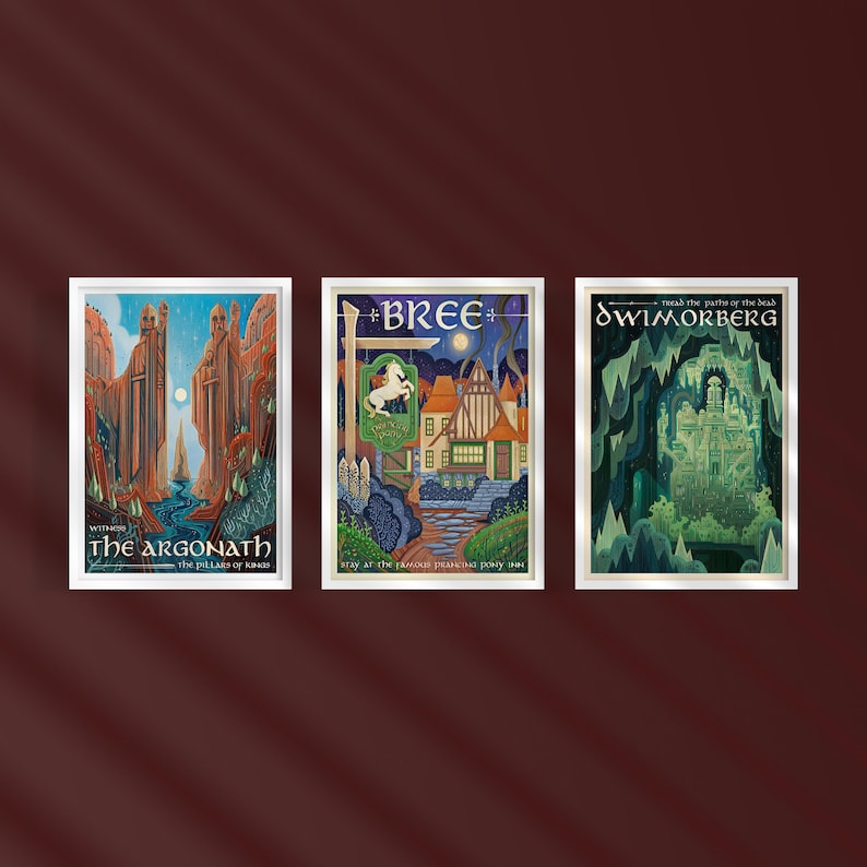 Lord of the Rings Travel Poster Set: Middle Earth Art Prints - Etsy