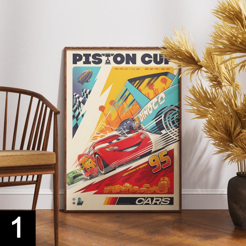 Cars Movie Poster Retro Piston Cup Art Print Etsy cars-movie-poster-retro-piston-cup-art-print-etsy