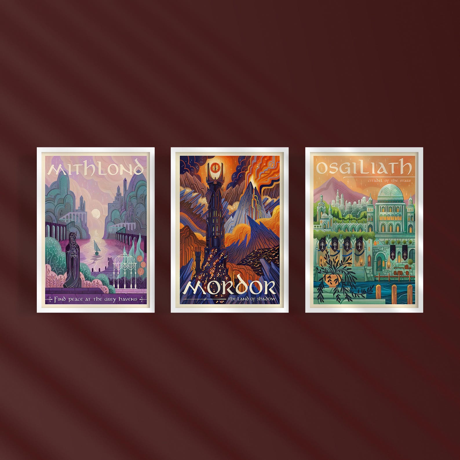 Lord of the Rings Travel Poster Set: Middle Earth Art Prints - 18''X24'', MORDOR