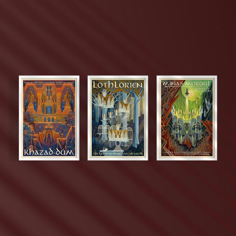 Lord of the Rings Travel Poster Set: Middle Earth Art Prints - Etsy