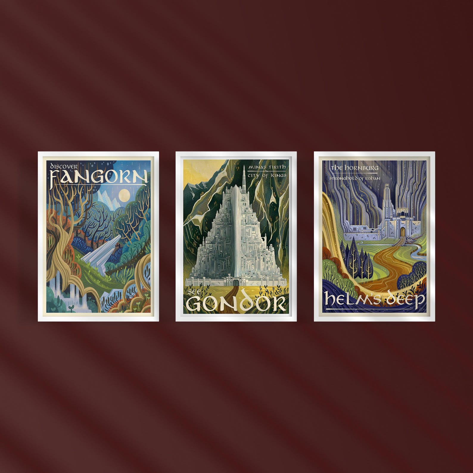 Lord of the Rings Travel Poster Set: Middle Earth Art Prints - 18''X24'', GONDOR