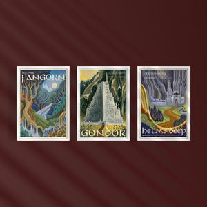 Lord of the Rings Travel Poster Set: Middle Earth Art Prints - Etsy