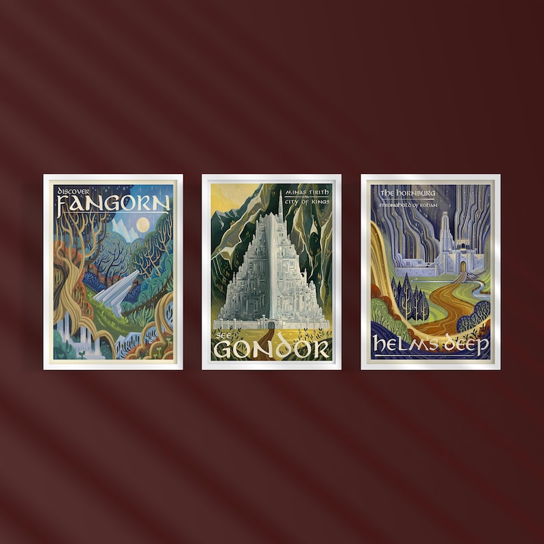 Lord of the Rings Travel Poster Set: Middle Earth Art Prints - Etsy
