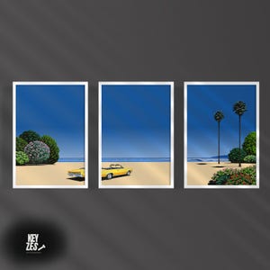 Hiroshi Nagai Vintage Car Poster Set: Japanese Retro Wall Art
