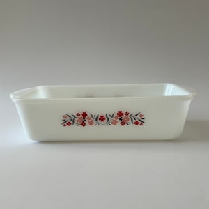 Vintage Anchor Hocking Fire King Primrose 1 Quart Loaf Pan Milk Glass