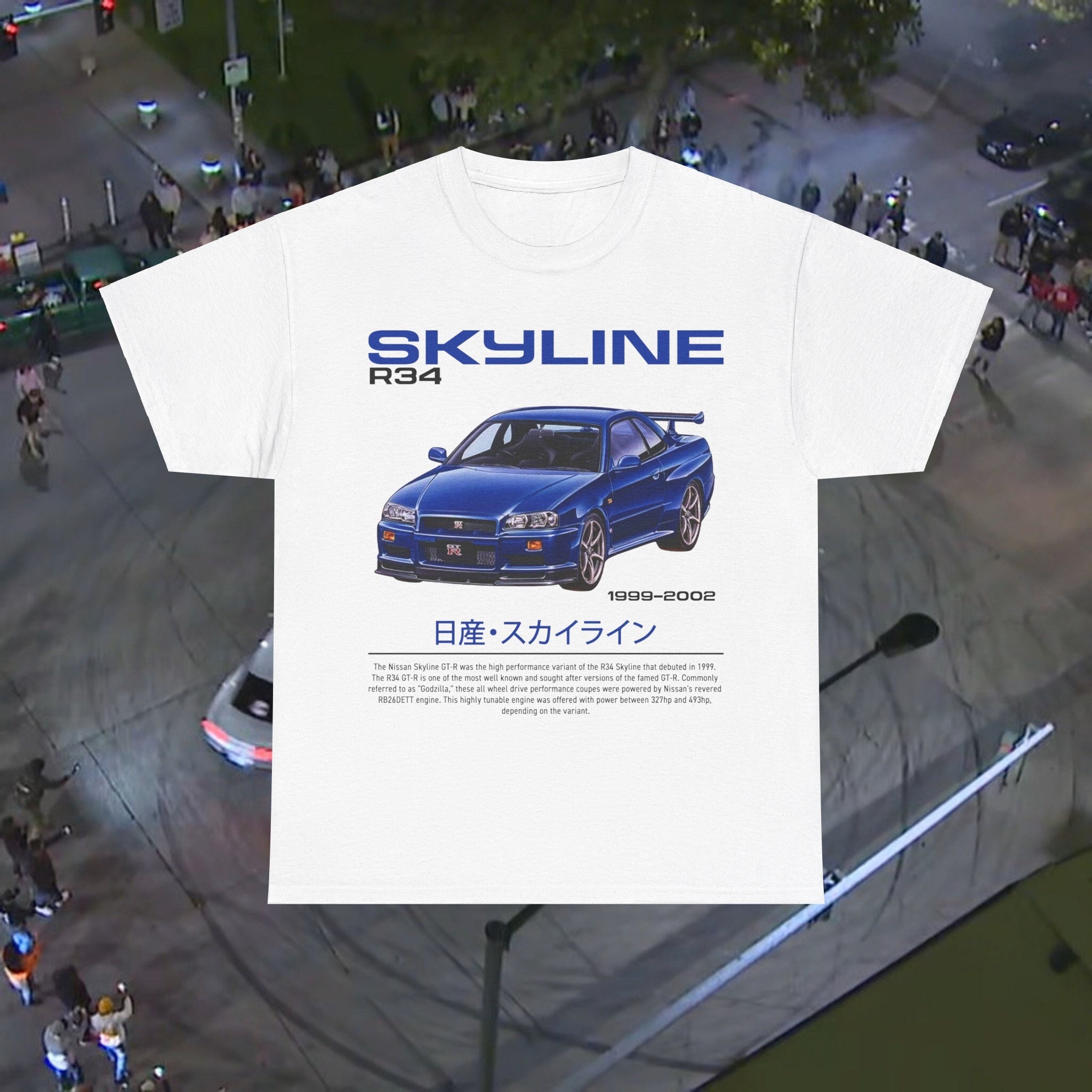 MINIGTLBWK R34 GT-R ブラジル限定イベントTSHIRT付きXL 日産スカイラインGTR R34 Tシャツ MINIGTLBWK R34 GT-R ブラジル限定