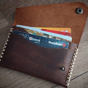 Porte-cartes en cuir, portefeuille minimaliste avec poche frontale, portefeuille personnalisé, cadeau pour petit ami, cadeau pour femme