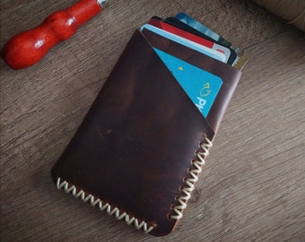 Leren kaarthouder voor heren, gepersonaliseerde leren kaarthouder, minimalistische kaarthouder, leren kaarthouder