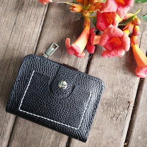 Black Handmade Leather Wallet, Womens Leather Wallet, Foldable Leather Wallet, Black Wallet, Black Small Womens Wallet