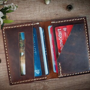 Porta carte in pelle, portafoglio in pelle personalizzato, portafoglio sottile bifold da uomo, portafoglio minimalista, porta carte marrone