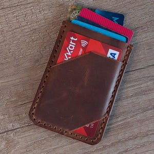 Porta-cartões de couro feito à mão personalizável, porta-cartões masculino de couro, carteira de cartão de crédito, presente de dia dos pais, porta-cartões
