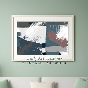 Impresión abstracta azul, gris y púrpura, Cartel minimalista moderno, Arte de pared abstracto imprimible. Decoración contemporáneo #126