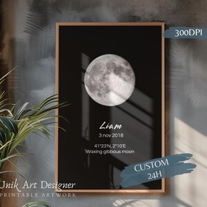 Personalized MOON phase poster, Printable Custom Gift, Custom moon poster, Keepsake gift, wedding gift, Christmas gift, gift for the family