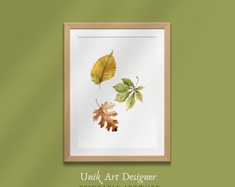 Watercolor Falling Leaves Autumn Print, Fall Printable Art, Rustic Print, Fall Decor, Fall Print, Fall Sign, Fall Painting, Fall Wall Art