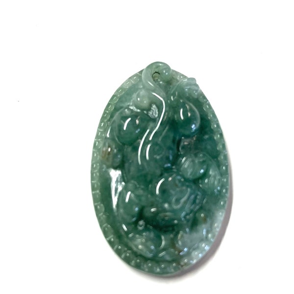 Grade A+++ natural Burma jade jadeite Very green gem gems stone dragon pendant necklace free string 90006