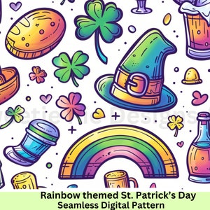 Colorful St. Patrick&#39;s Day Digital Scrapbooking Paper, Instant Download, Seamless Patterns, Printable Scrapbook Paper, Digital paper, JPEG