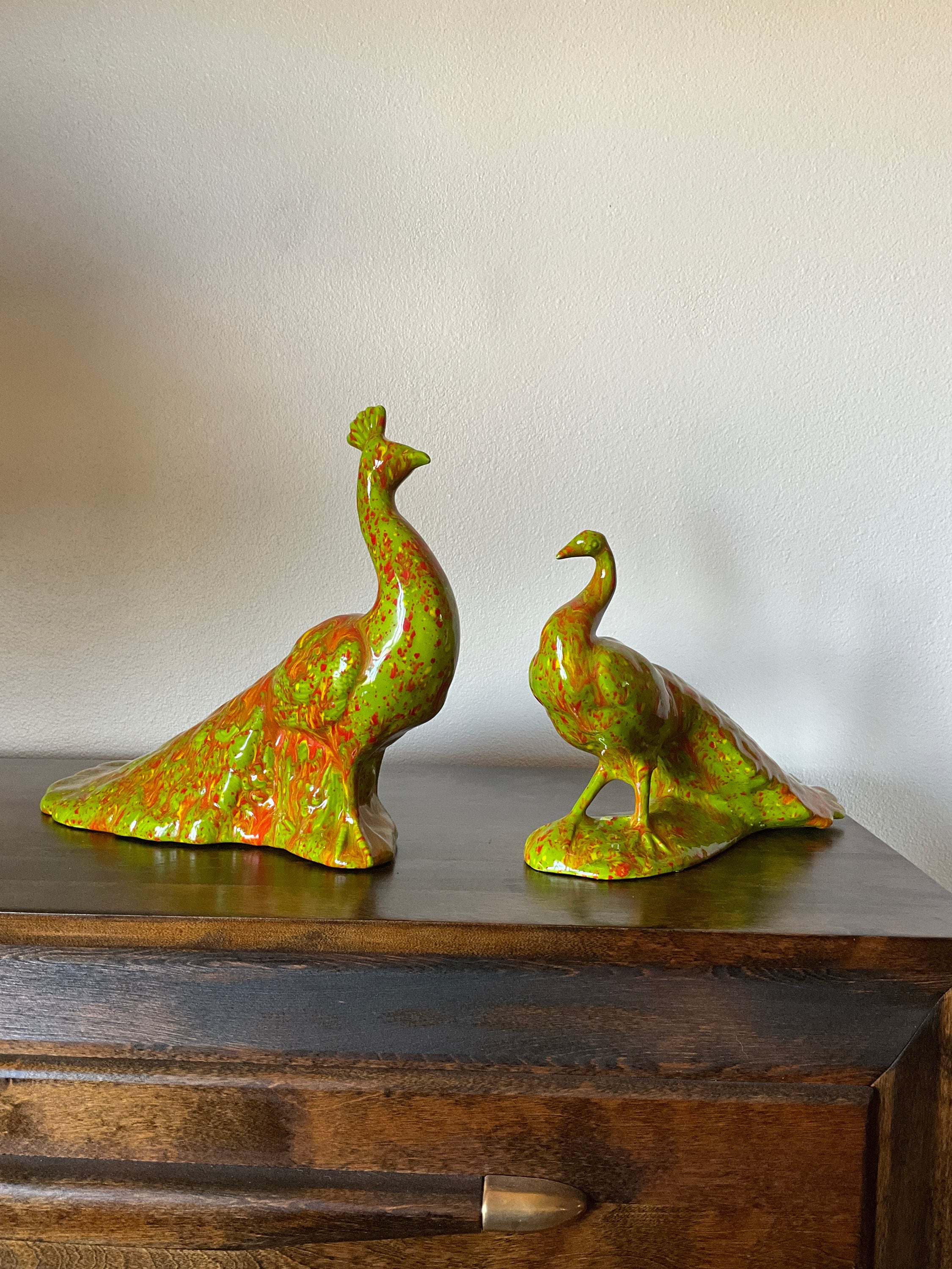 Vintage 1970s Ceramic Peacock Set - Etsy