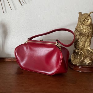 Bolso de mano vintage de piel roja Dofan