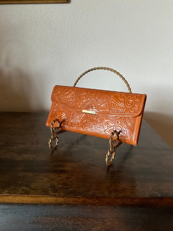 Vintage Hand Tooled 1970s Genuine Leather Mexico W