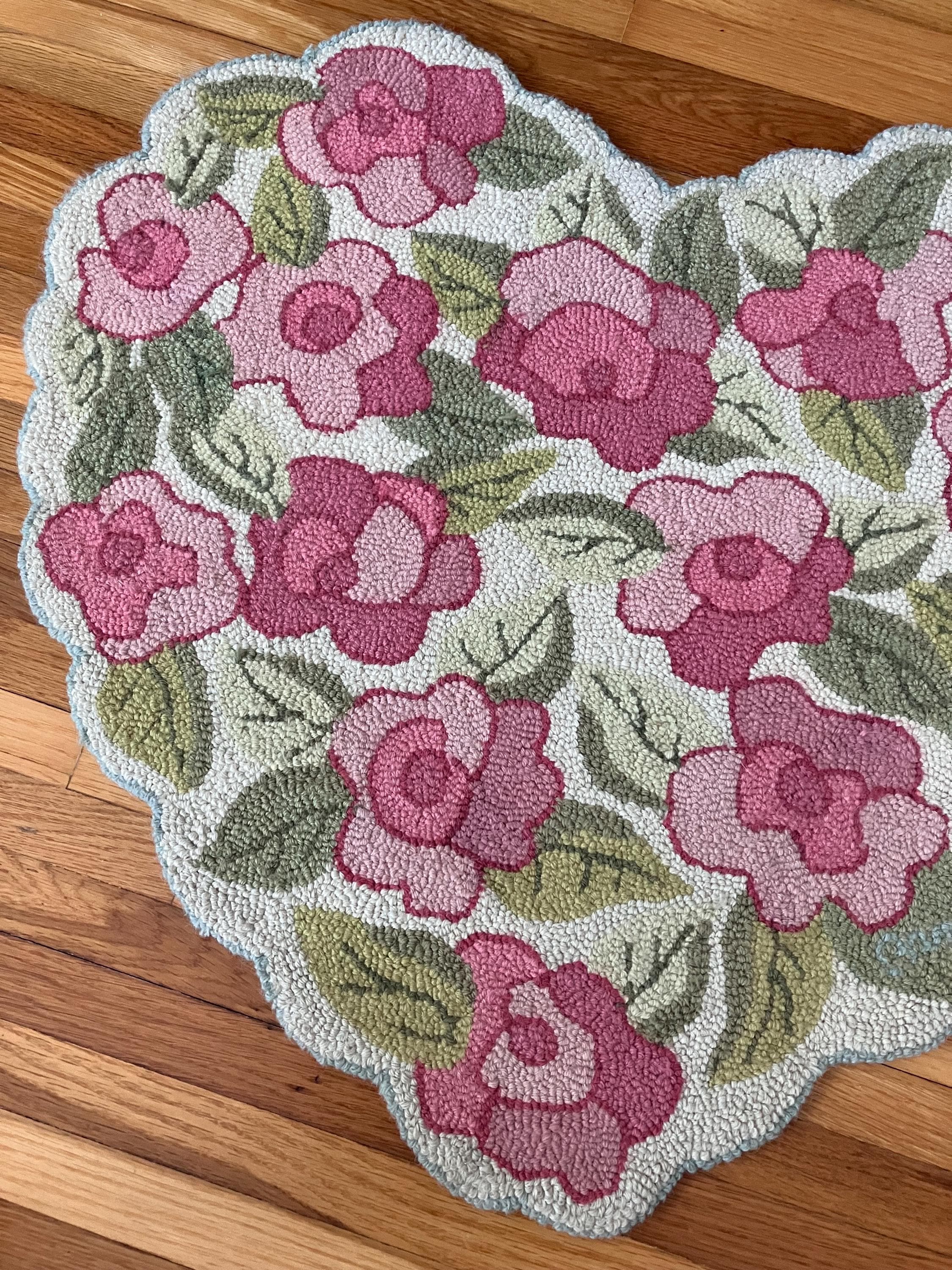 Vintage Claire Murray Wool Hooked Rug Heart of Roses 27”x27” - Etsy