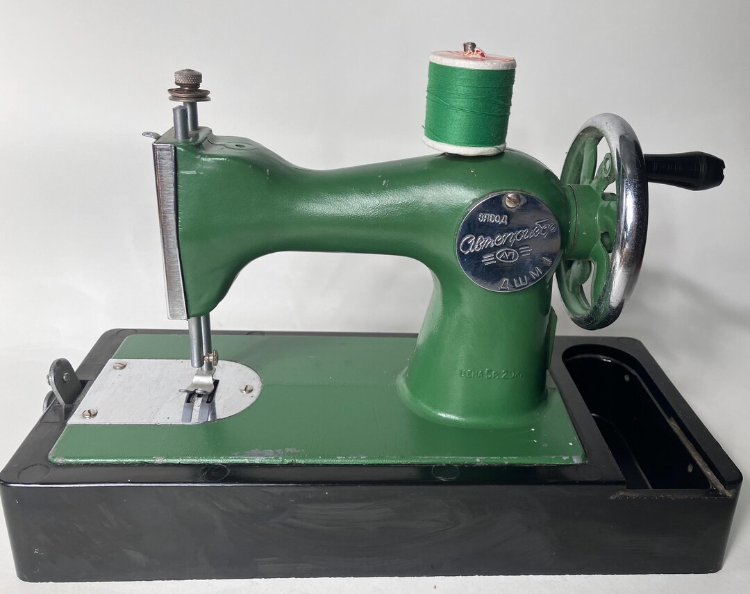 Vintage Toy Kid s Sewing Machine Hand Crank Russian Markings Soviet Era vintage-toy-kid-s-sewing-machine-hand-crank-russian-markings-soviet-era