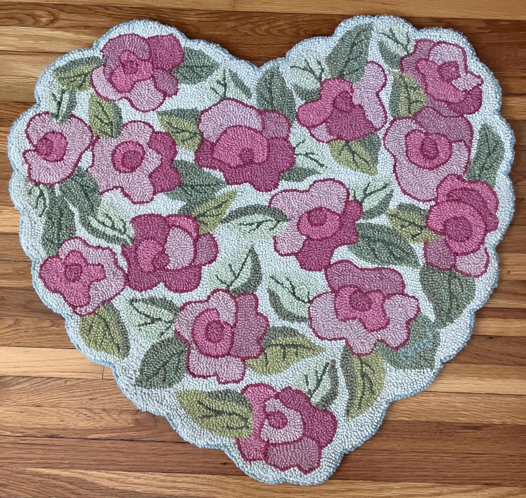 Vintage Claire Murray Wool Hooked Rug Heart of Roses 27”x27” - Etsy