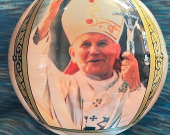Adorno navideño vintage del Papa Juan Pablo II, católico, cristiano, religioso
