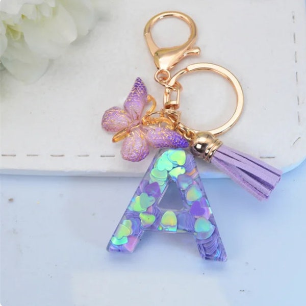 Custom Resin Flower Keyrings with butterfly charm | Custom Personalized Keyrings | Gifts for Her | Handmade Gifts | Christmas Gift | Spring