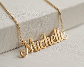 Custom Name Necklace 18K Gold Plated Name Necklace Personalized Name Necklace Birthday Gift for Her Mother's Day Gift minamilist pendant