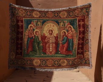 Bysantinsk ikontapet, Kristus Pantokrator ortodox vävd väggkonst