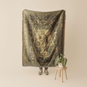 Religious Tapestry, Christian Jesus Wall Art, Woven Blanket Throw Decor, Jacquard Cotton Large Religious Ornate Decor, Indoor Wall Tapestry