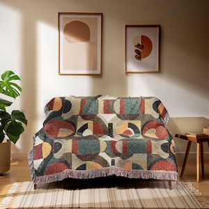 Geometrische gewebte Decke - moderner Wohndekor-Überwurf, handwerkliche strukturierte abstrakte Jacquard-Gewebe, handgemachte schicke Couch-Bettwäsche, gemütliche Einweihungsparty