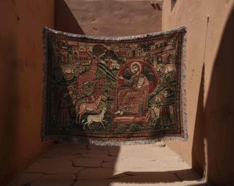Byzantine Christ Tapestry | Woven Sacred Art | Medieval Ecclesiastical Decor | Christian Home Gift1