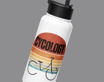 Vintage Cycology Stainless Steel Water Bottle – Eco-Friendly Retro Bicycle Graphic Drinkware Gift