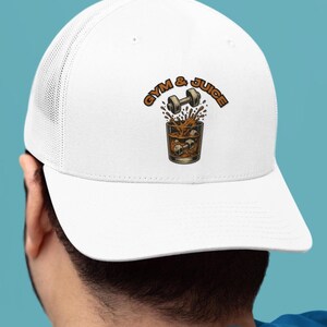 gym and juice embroidered snapback hat for fitness lover funny workout cap for men or women who lift humorous trucker hat gift for gym fans
