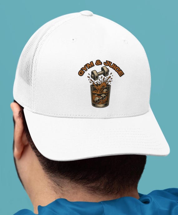 Gym and Juice Embroidered Snapback Hat for Fitness Lover Funny
