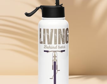 Living Behind Bars Stainless Steel Water Bottle – Cycling Gift for Bike Lovers