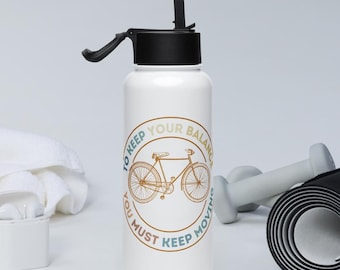 Motivational Stainless Steel Cycling Water Bottle: Reusable Fitness Drinkware Gift for Bike Enthusiasts