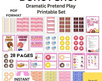 Donutshop dramatisch spel afdrukbaar | Pretend Bakery Center (digitale download)
