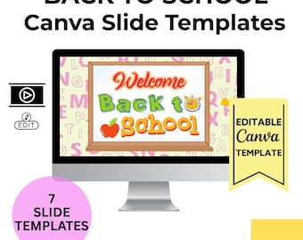 Bearbeitbar Zurück zu Schule Canva Folien | Lehrer-Präsentation (Digitaler Download)