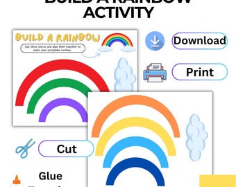 Build a Rainbow Craft Activity | Spring Cut and Paste Preschool PDF (Digital Download)